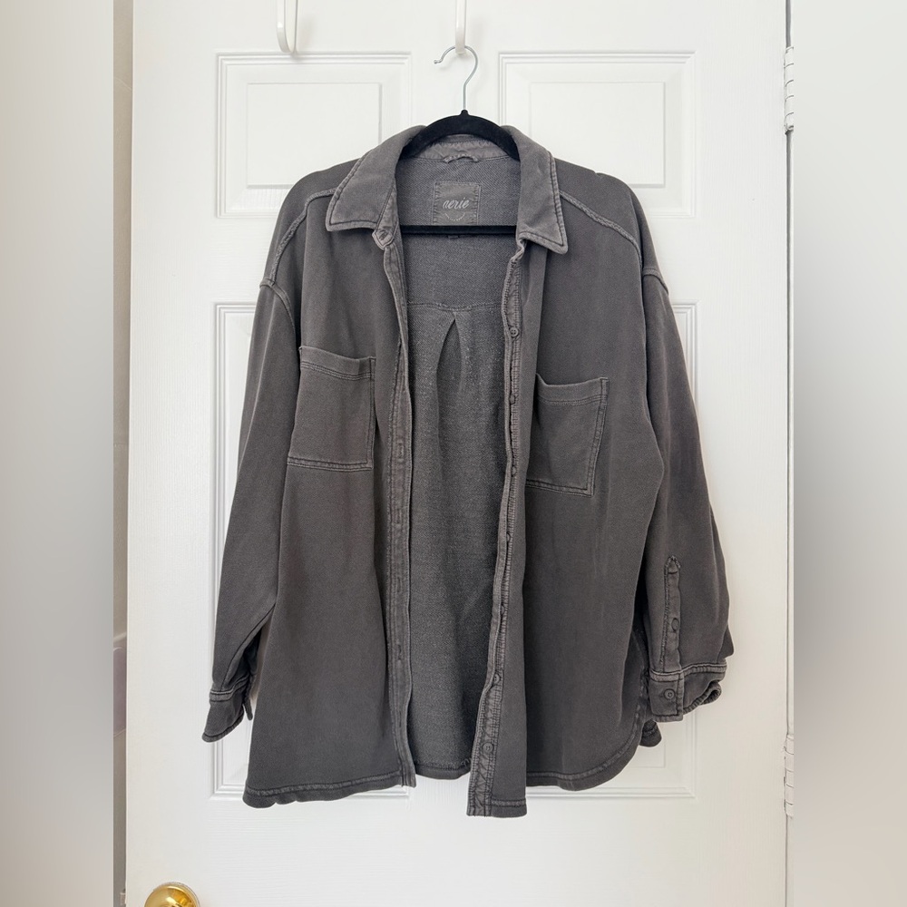 aerie Washed Charcoal Gray Oversized Shacket